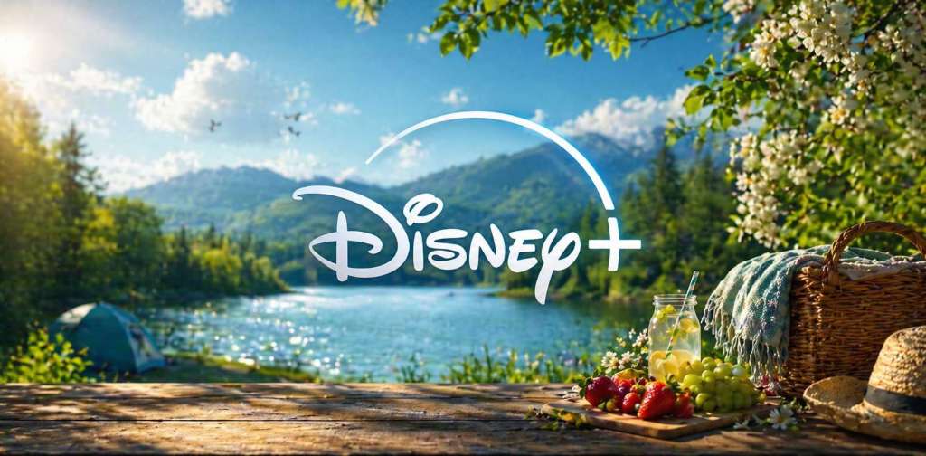 disney+ logo na tle jeziora