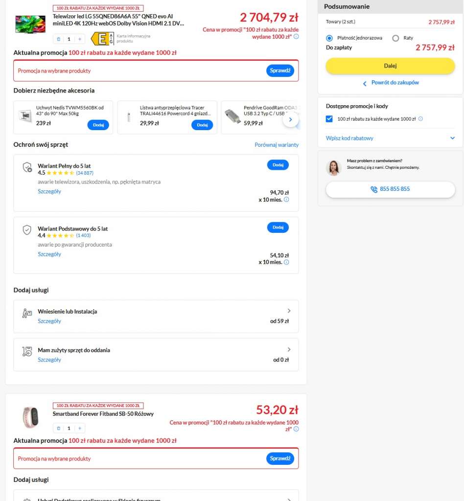 promocja rtv euro agd telewizor lg qned86a 100 za 1000