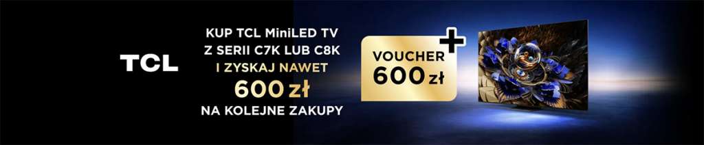 Promocja z voucherem przy zakupie telewizora TCL w Media Expert - baner promujący akcję