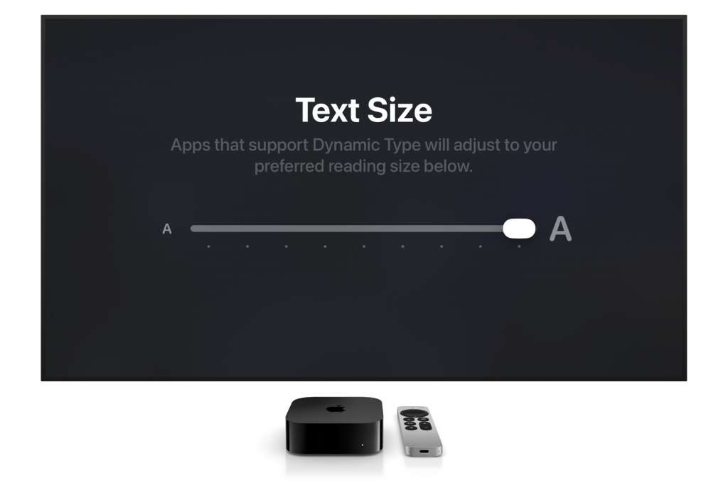 zmiana rozmiary tekstu na apple tv tvOS