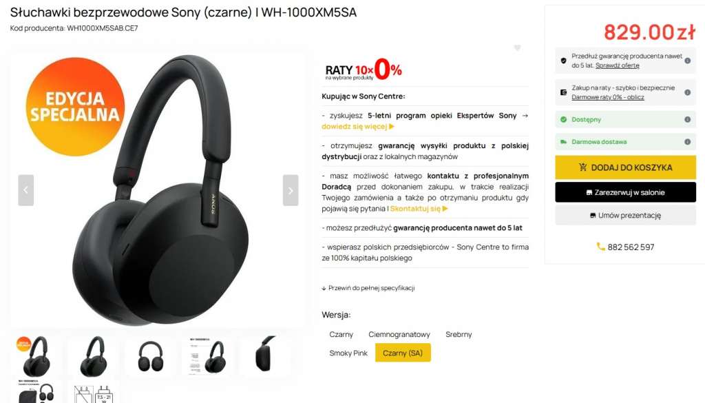 słuchawki sony wh-1000xm5 promocja anc sony centre ldac