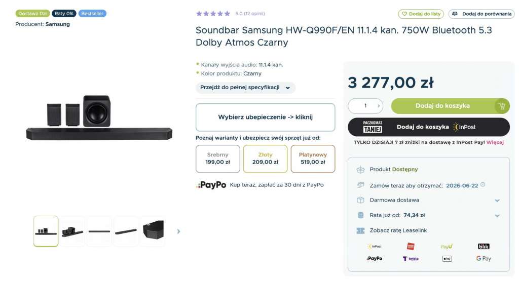 promocja soundbar samsung hw-q990f sferis dolby atmos q-symphony