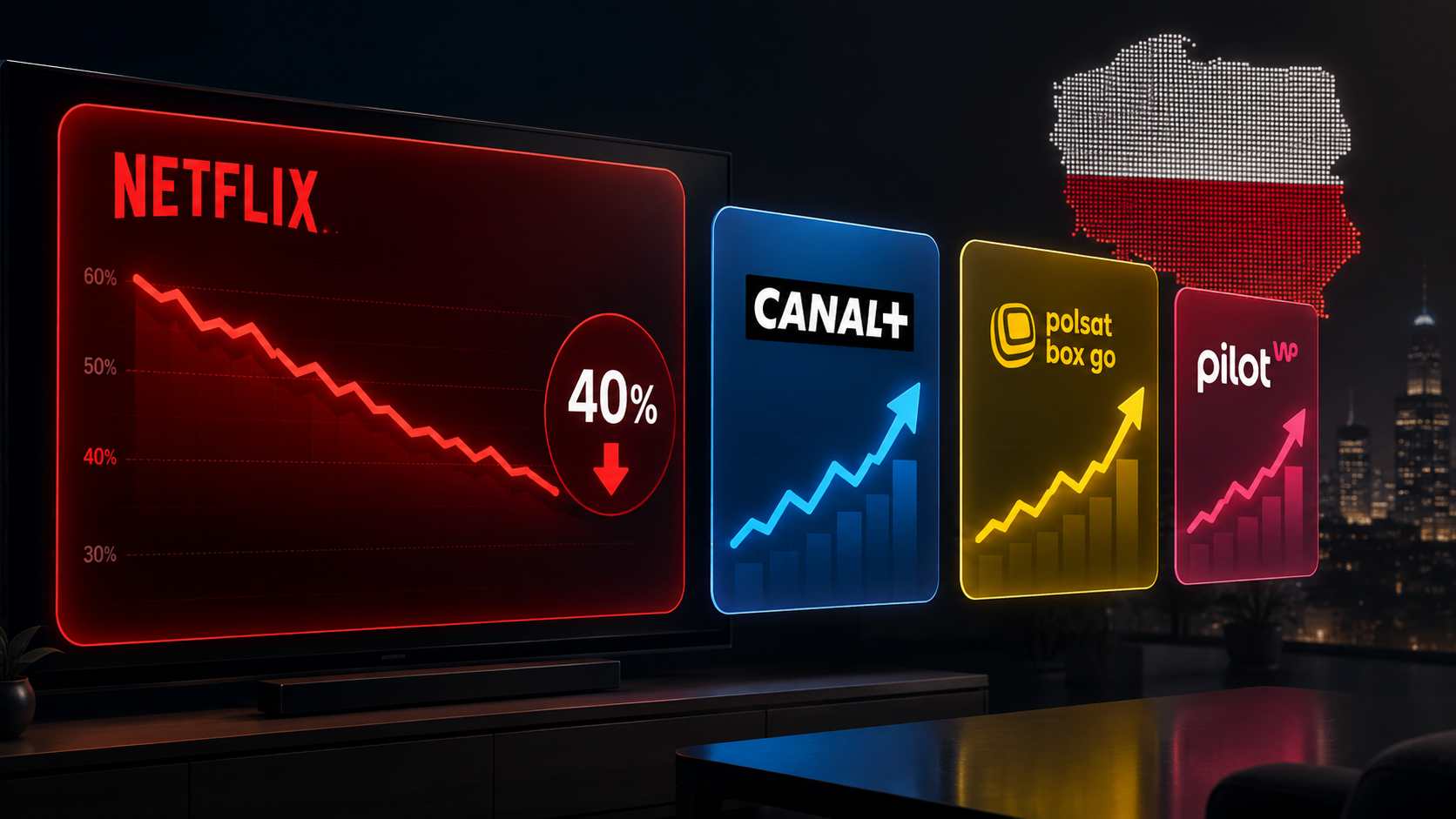Netflix traci dominację w Polsce? CANAL+ i Polsat Box Go idą mocno w górę