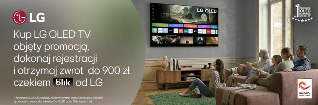Baner promujący akcję LG w RTV Euro AGD: zwrot Blik za zakup telewizora