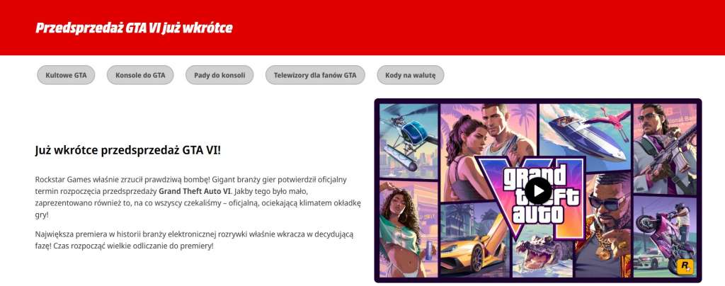 przedsprzedaż GTA 6 Media Markt