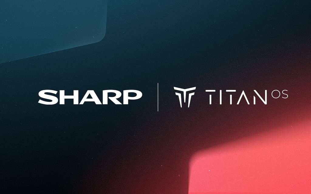 Baner z logotypami Sharp i Titan OS