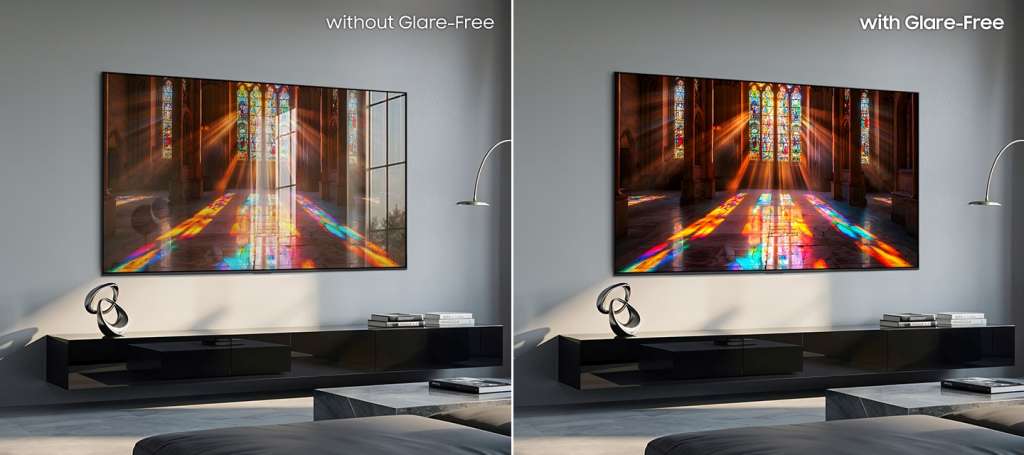 Matowa powłoka Glare Free na telewizorze Samsung - baner