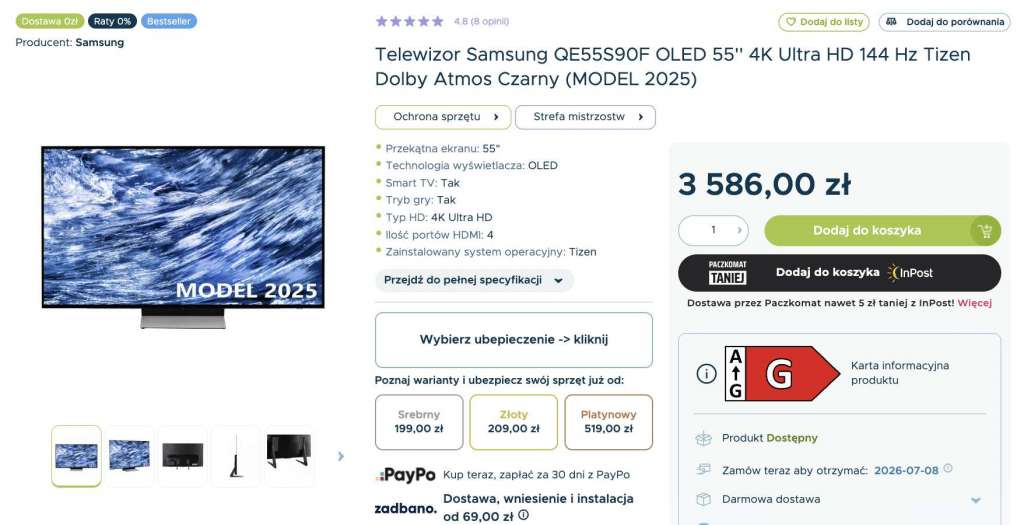 sferis samsung s90f 55 cali oled pormocja 55 dolby atmos