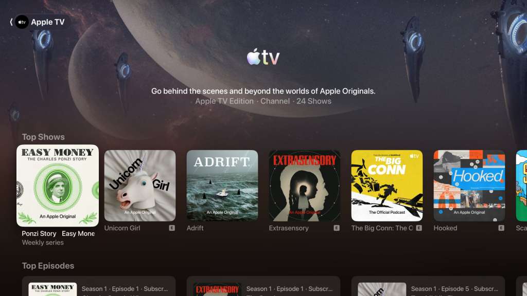 Sekcja Podcasty w obrębie systemu Apple tvOS27
