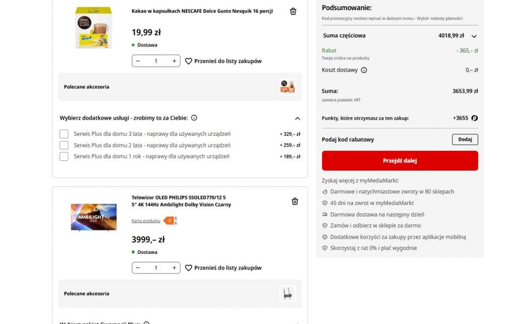 telewizor philips 55 cali oled770 120 hz media markt okazja taniej
