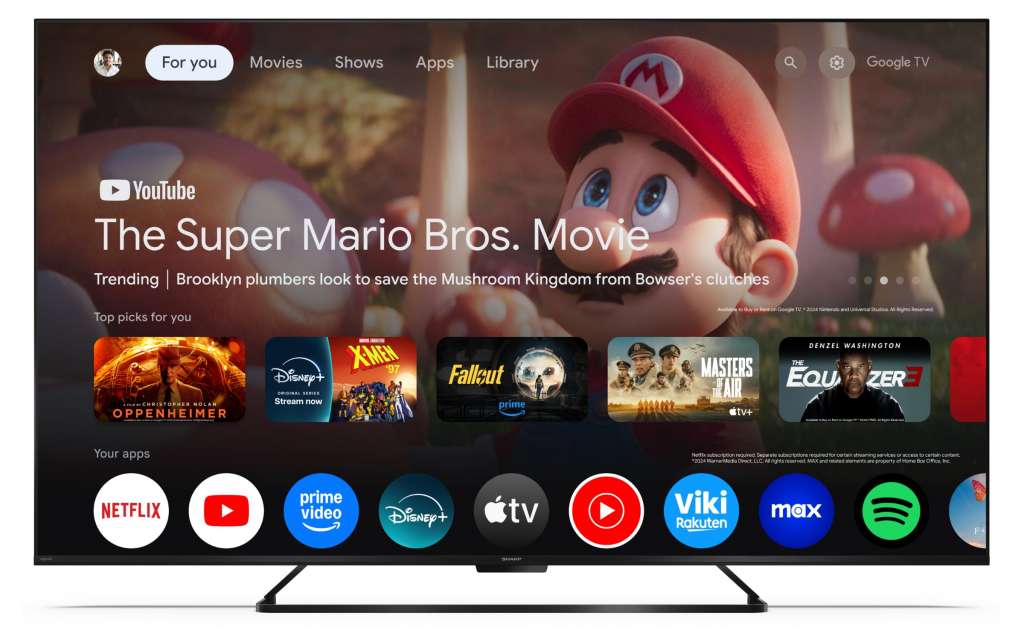 Wygląd telewizora Sharp HR7 z włączonym systemem Google TV