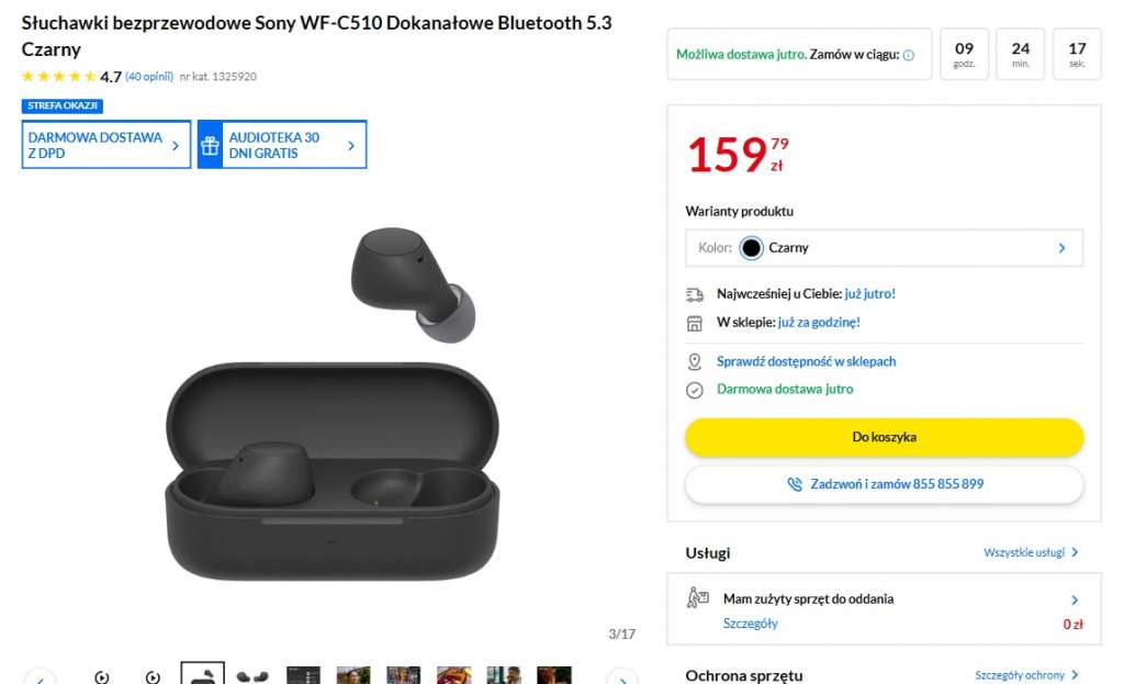 słuchawki sony wf-c510 promocja tws rtv euro agd