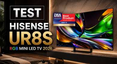 Hisense UR8S telewizor RGB Mini LED 2026 test okładka EISA