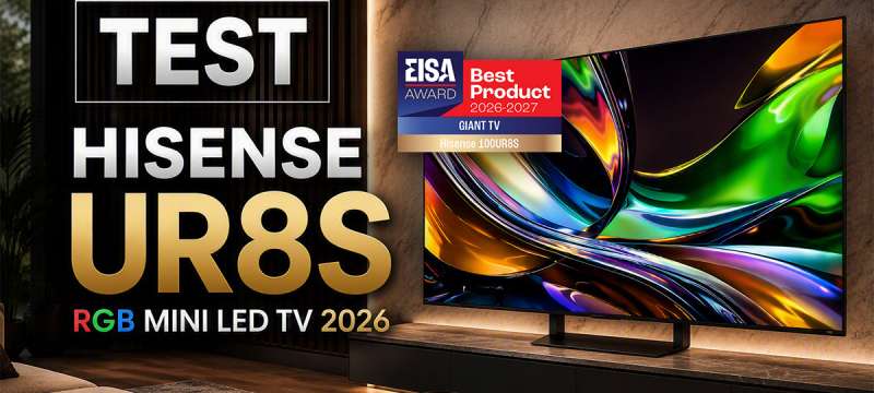 Hisense UR8S telewizor RGB Mini LED 2026 test okładka EISA