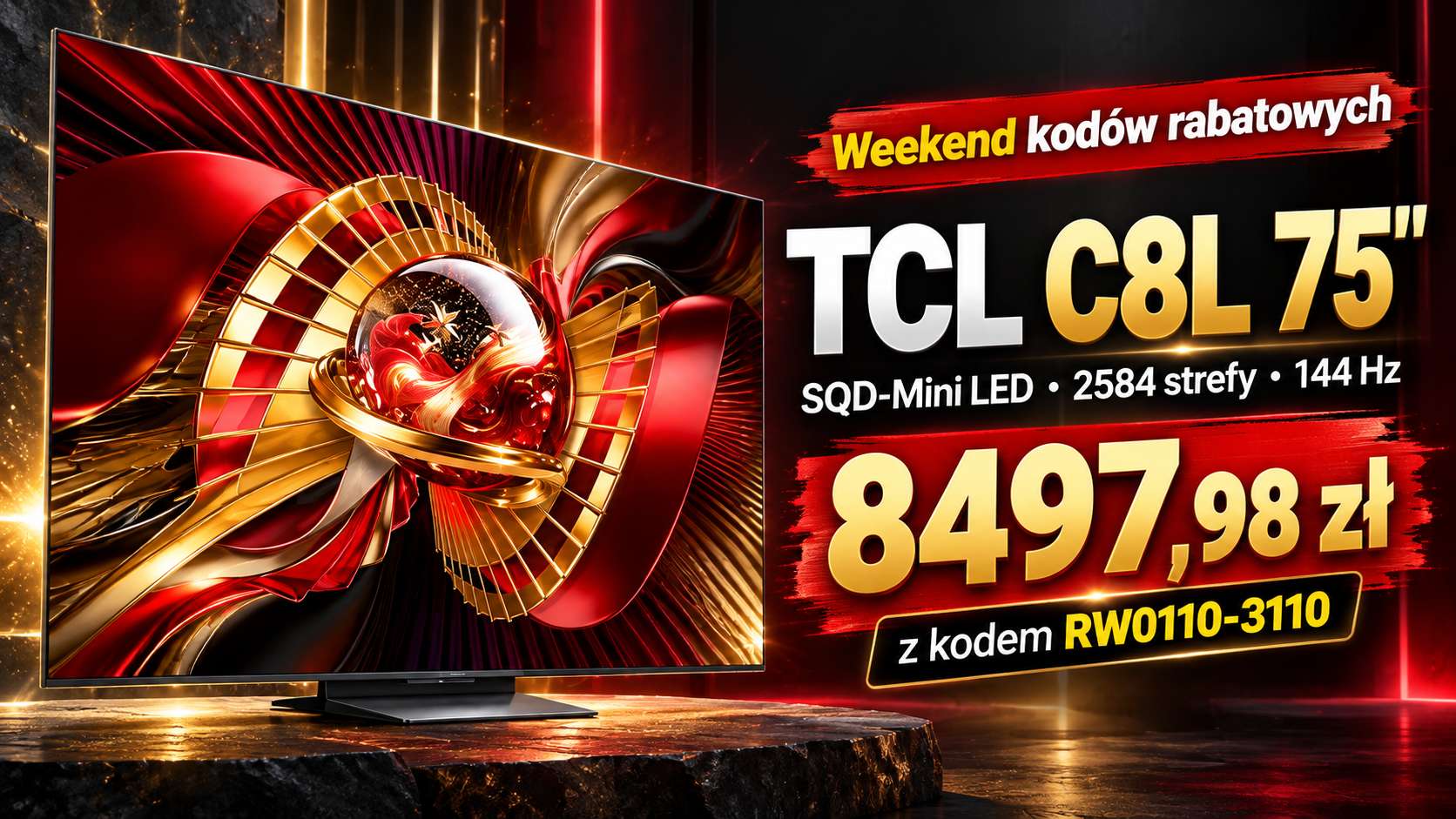 Potężny TCL Mini LED 75 cali za niecałe 8500 zł! Aż 2584 strefy i kod rabatowy
